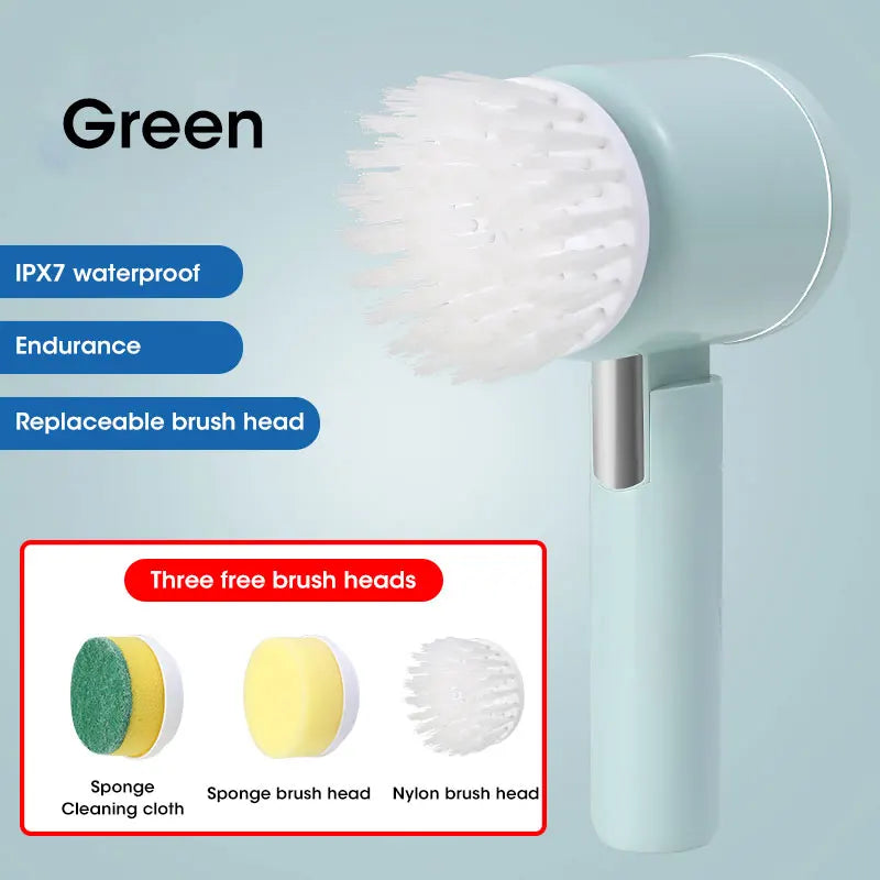 Electric Spin Scrubber – Cordless Power Cleaning Brush with 5 Brush Heads