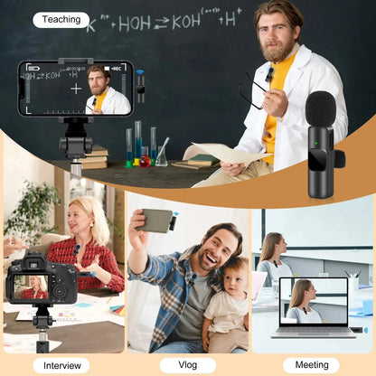 Wireless Lavalier Microphone for iPhone & Android – Clip-On Mic for Video Recording