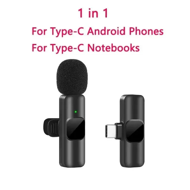 Wireless Lavalier Microphone for iPhone & Android – Clip-On Mic for Video Recording