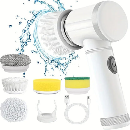 Electric Spin Scrubber – Cordless Power Cleaning Brush with 5 Brush Heads